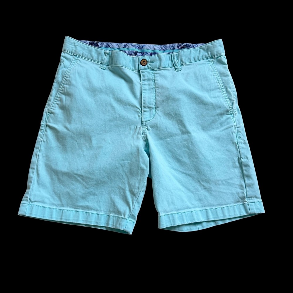 Tommy Bahama Boracay Chino Shorts Sz 34 Aqua Blue Stretch Cotton Tencel 9"